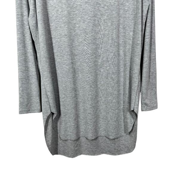 Joah Brown Ribbed Long Sleeve Tunic Top One Size New Heather Gray Soft Hi Low - Picture 4 of 8